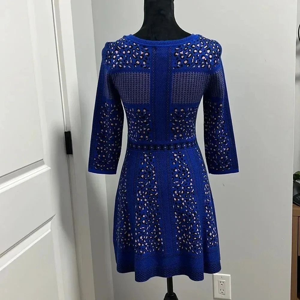 Gianni Bini Girls || Knit Sweater Blue Leopard Print Dress kids Girls size XL